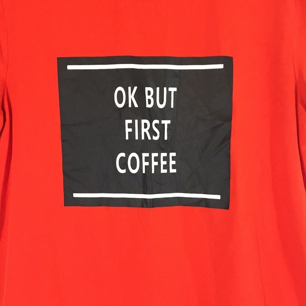SHEIN Ok But First Coffee Graphic Tee Large - Picture 2 of 7